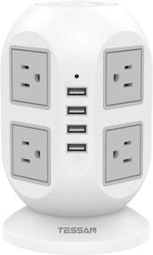img 4 attached to TESSAN Power Strip Tower: Surge Protector with 8 AC Outlets, 4 💡 USB Ports, and Circuit Breaker Safeguard - Ideal for Home, Office, Dorm Room