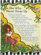 blue mountain arts inspirational miniature easel print magnet &#34;she who never gives up&#34; - 4.9 x 3.6 in. ideal for survivors, mothers, daughters, sisters, grandmas, aunts, or female friends, by suzy toronto logo