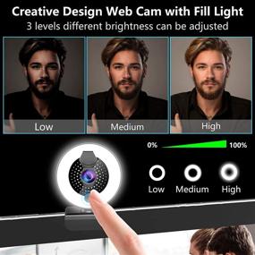 img 2 attached to Versatile 2k Webcam with Microphone Ring Light, Privacy Cover, and Tripod - Ideal for Desktop/Laptop/PC/MAC! Perfect for Skype, YouTube, Zoom, Xbox One, Studying, Conference, and Video Calling