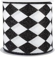 black white diamonds harlequin ribbon - 4" x 10 yards - perfect for christmas, mardi gras, and wedding embellishments logo