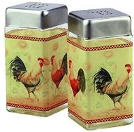 🐓 multicolored grant howard rooster square glass salt and pepper shaker set with enhanced seo logo