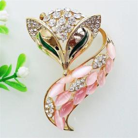 img 1 attached to 🦊 Navachi 18k Gold Plated Created-Opal Crystal Fox Lowrie Head Tail Brooches Pins: Stunning and Unique Accessories for Glamorous Outfits