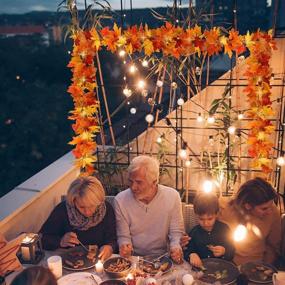 img 1 attached to 🍁 Festive Fall Ambiance: 20ft Maple Leaf Garland String Lights - Battery Operated Indoor/Outdoor Decor for Thanksgiving, Harvest, Halloween, and more!