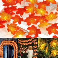 🍁 festive fall ambiance: 20ft maple leaf garland string lights - battery operated indoor/outdoor decor for thanksgiving, harvest, halloween, and more! логотип