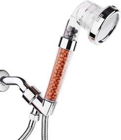 img 4 attached to 🚿 3-Setting High Pressure Handheld Shower Head with Hose and Bracket, Ionic Filter Spray Showerheads - Water Saving, Stone Filter Beads for Dry Hair and Skin Spa by imtfzct