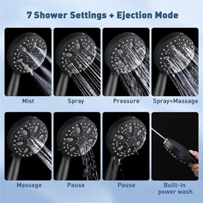 img 3 attached to 🚿 WaterSong Shower Head with Power Wash Handheld Spray - 7 Settings, Stainless Steel Hose, Adjustable Mount - Luxury Bath Massage Spa Experience - Matte Black