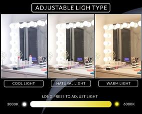 img 2 attached to 💄 GLOWPRO Hollywood LED Makeup Mirror: Vanity Mirror with Bluetooth Speaker, USB Charging, Power Outlets, LED Display & Tri-Color Lights (30"x 24")