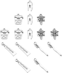 img 1 attached to 🦷 BOSATE Dental Hygienist Charms Collection: 15pcs DH, Tooth, Floss, Toothbrush, Toothpaste Charms for DIY Jewelry Making