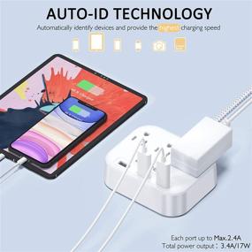 img 2 attached to 💡 Lencent 2 Prong Power Strip with 6.6ft Braided Extension Cord, 3 AC Outlets & 3 USB Ports – Ideal Solution for Non-Grounded Outlets