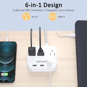 img 3 attached to 💡 Lencent 2 Prong Power Strip with 6.6ft Braided Extension Cord, 3 AC Outlets & 3 USB Ports – Ideal Solution for Non-Grounded Outlets