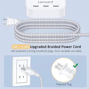 img 1 attached to 💡 Lencent 2 Prong Power Strip with 6.6ft Braided Extension Cord, 3 AC Outlets & 3 USB Ports – Ideal Solution for Non-Grounded Outlets