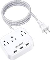 💡 lencent 2 prong power strip with 6.6ft braided extension cord, 3 ac outlets & 3 usb ports – ideal solution for non-grounded outlets логотип