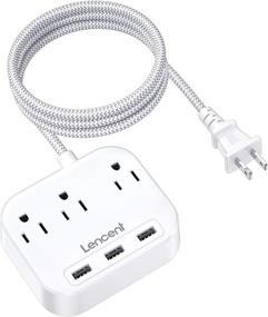 img 4 attached to 💡 Lencent 2 Prong Power Strip with 6.6ft Braided Extension Cord, 3 AC Outlets & 3 USB Ports – Ideal Solution for Non-Grounded Outlets