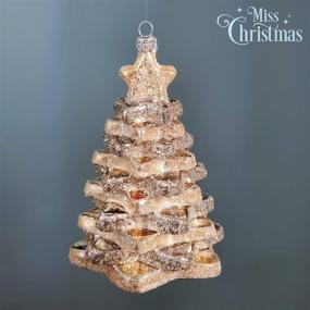 img 3 attached to 🎄 Cute as Candy Gingerbread Blown Glass Christmas Tree Ornament - Miss Christmas 2021 Collection (Silver Line Gingerbread Tree)