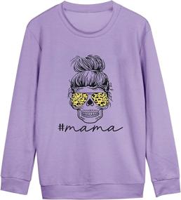 img 2 attached to Trendy Mama Shirts: Funny Mom Sweatshirt with Leopard Skull Graphics - Casual Long Sleeve Pullover Tops for Women