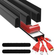 🔌 j channel cable raceways - organize and conceal cables with 4x 16'' black cable channels - ideal cord management system for desks, offices, and homes - easy-to-install adhesive wire raceway kit logo