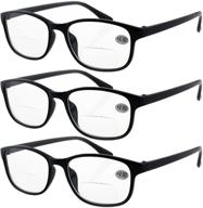 👓 lasree 3 prs +1.50 classic bifocal reading glasses: stylish frames for men and women, ideal for office and home use! logo