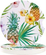 absorbent coasters holders tropical pineapple logo