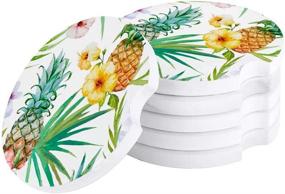 img 3 attached to Absorbent Coasters Holders Tropical Pineapple