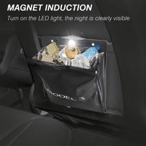 img 1 attached to Motrobe Model 3 Tesla Trash Can with Hanging Magnetic Buckle, Waterproof Design and LED Light (2016-2021)