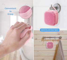 img 1 attached to 🛁 EOWHITU Silicone Massage Bath Brush with Soap Dispenser - Dry Skin Spa Brush and Shower Scrubber Handle for Men and Women - Pink