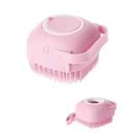 🛁 eowhitu silicone massage bath brush with soap dispenser - dry skin spa brush and shower scrubber handle for men and women - pink logo