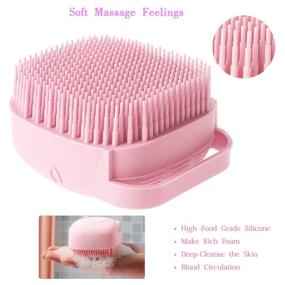 img 2 attached to 🛁 EOWHITU Silicone Massage Bath Brush with Soap Dispenser - Dry Skin Spa Brush and Shower Scrubber Handle for Men and Women - Pink