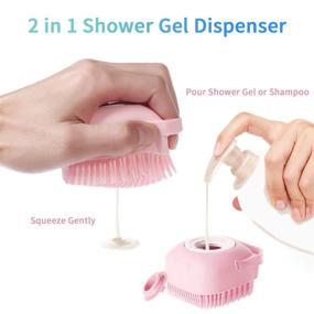 img 3 attached to 🛁 EOWHITU Silicone Massage Bath Brush with Soap Dispenser - Dry Skin Spa Brush and Shower Scrubber Handle for Men and Women - Pink