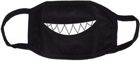 img 3 attached to 😷 UTENEW Funny Teeth Pattern Cotton Mask Unisex, 4-Pack Black Mouth Mask Anti Dust Face Covers