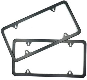 img 2 attached to 🚗 New 2 Pcs, 4-Hole Stainless Steel Black License Plate Frame - Car License Plate Covers Holders Frames for Plates with Screw Caps