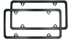 img 1 attached to 🚗 New 2 Pcs, 4-Hole Stainless Steel Black License Plate Frame - Car License Plate Covers Holders Frames for Plates with Screw Caps