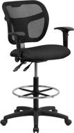 🪑 enhanced comfort and versatility: flash furniture mid-back black mesh drafting chair with back height adjustment and adjustable arms logo