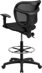 img 2 attached to 🪑 Enhanced Comfort and Versatility: Flash Furniture Mid-Back Black Mesh Drafting Chair with Back Height Adjustment and Adjustable Arms