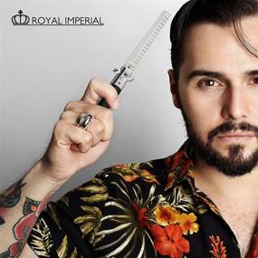 img 2 attached to 🔪 Комбинированный раскладной расческой "Royal Imperial Metal Switchblade Pocket Folding Flick Hair Comb" - идеальный инструмент для стрижки с бородой с кошельком на факты - стильный и превосходный по сравнению с тренажером бабочкой.