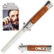 🔪 комбинированный раскладной расческой "royal imperial metal switchblade pocket folding flick hair comb" - идеальный инструмент для стрижки с бородой с кошельком на факты - стильный и превосходный по сравнению с тренажером бабочкой. логотип