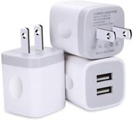 🔌 fivebox 3pack usb wall charger cube set | dual port 2.1a charging block compatible with iphone, ipad, samsung, lg, htc, android logo