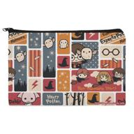 🧙 magical harry potter cute chibi pattern makeup cosmetic bag organizer pouch: store your beauty essentials in style! logo