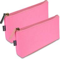 🎒 procase pencil bag pen case - felt stationery pouch zipper bag for pens, pencils, highlighters, gel pen, markers, eraser, and more school supplies - 2 pack, small size, pink color logo