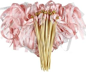 img 3 attached to 🎀 Cieovo 50 Pack Ribbon Fairy Wands: Rose Gold Party Sticks with Bells - Perfect for Baby Showers, Birthdays, Weddings & Holidays!
