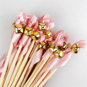 img 1 attached to 🎀 Cieovo 50 Pack Ribbon Fairy Wands: Rose Gold Party Sticks with Bells - Perfect for Baby Showers, Birthdays, Weddings & Holidays!