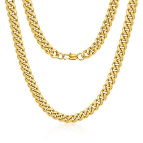 img 4 attached to 💎 Золотая цепь Miami Cuban Link с алмазной огранкой Jewlpire, покрытая золотом 18К для мужчин, шириной 10 мм, длиной 22 дюйма - стильное хип-хоп ожерелье для мужчин, женщин и мальчиков.