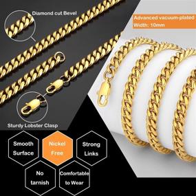 img 2 attached to 💎 Золотая цепь Miami Cuban Link с алмазной огранкой Jewlpire, покрытая золотом 18К для мужчин, шириной 10 мм, длиной 22 дюйма - стильное хип-хоп ожерелье для мужчин, женщин и мальчиков.