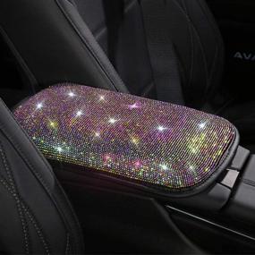 img 4 attached to 💎 Sparkling Bling Bling Car Center Console Cover, Shimmering Crystal Arm Rest Padding Protective Case Diamond Car Decor Accessories for Women (FSD)