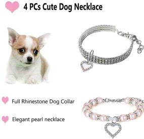 img 3 attached to 🐶 4-Piece Dog Pearl Collar and Rhinestone Dog Collar Set, Pet Pearl Necklace with Full Diamond Bling - Adjustable Dog Collar for Small Cats and Puppies - Perfect for Pet Weddings and Birthday Parties (White, S)