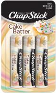 🍰 cake batter flavored chapstick classic lip balm tubes, limited edition, 0.15 ounce each, 3 sticks in 1 blister pack logo