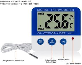 img 3 attached to 🌡️ HEALCO Digital Refrigerator Thermometer with Magnet and Stand - LED Alarm Indicator, Max/Min Memory, Ideal for Home Kitchen, Restaurants, Bars, Cafes