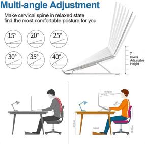 img 2 attached to 📦 HONGO Aluminum Portable Laptop Stand - Foldable Ventilated Notebook Riser with 7 Adjustable Angles - Lightweight Holder for MacBook Dell HP Lenovo Laptops & Tablets