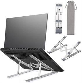 img 4 attached to 📦 HONGO Aluminum Portable Laptop Stand - Foldable Ventilated Notebook Riser with 7 Adjustable Angles - Lightweight Holder for MacBook Dell HP Lenovo Laptops & Tablets