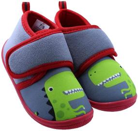 img 4 attached to 🦖 Adorable Black and White Dinosaur Daycare Slippers for Toddler Boys