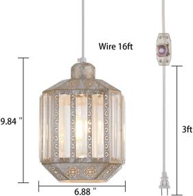 img 3 attached to 💡 YLONG-ZS Hanging Lamps: Crystal White Swag Lamp with Rustic Pendant Light Design – Plug in, 16.4 FT Cord and In-Line On/Off Dimmer Switch for Kitchen Island, Dining Room, Living Room, Corner